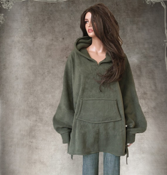 Big Hood Sweatshirt/tunic Extra Long/women Fleece Top/pull Over Top/active  Wear Hoody/long Sleeve Blouson -  Canada