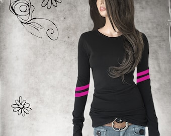 Black and pink striped long store sleeve shirt