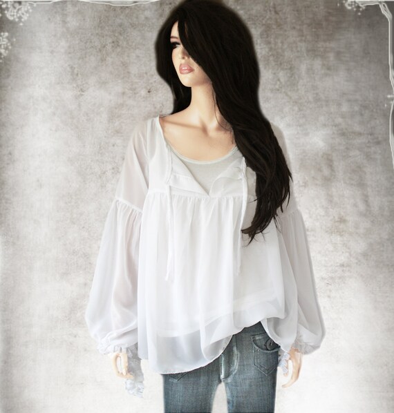 chiffon peasant top