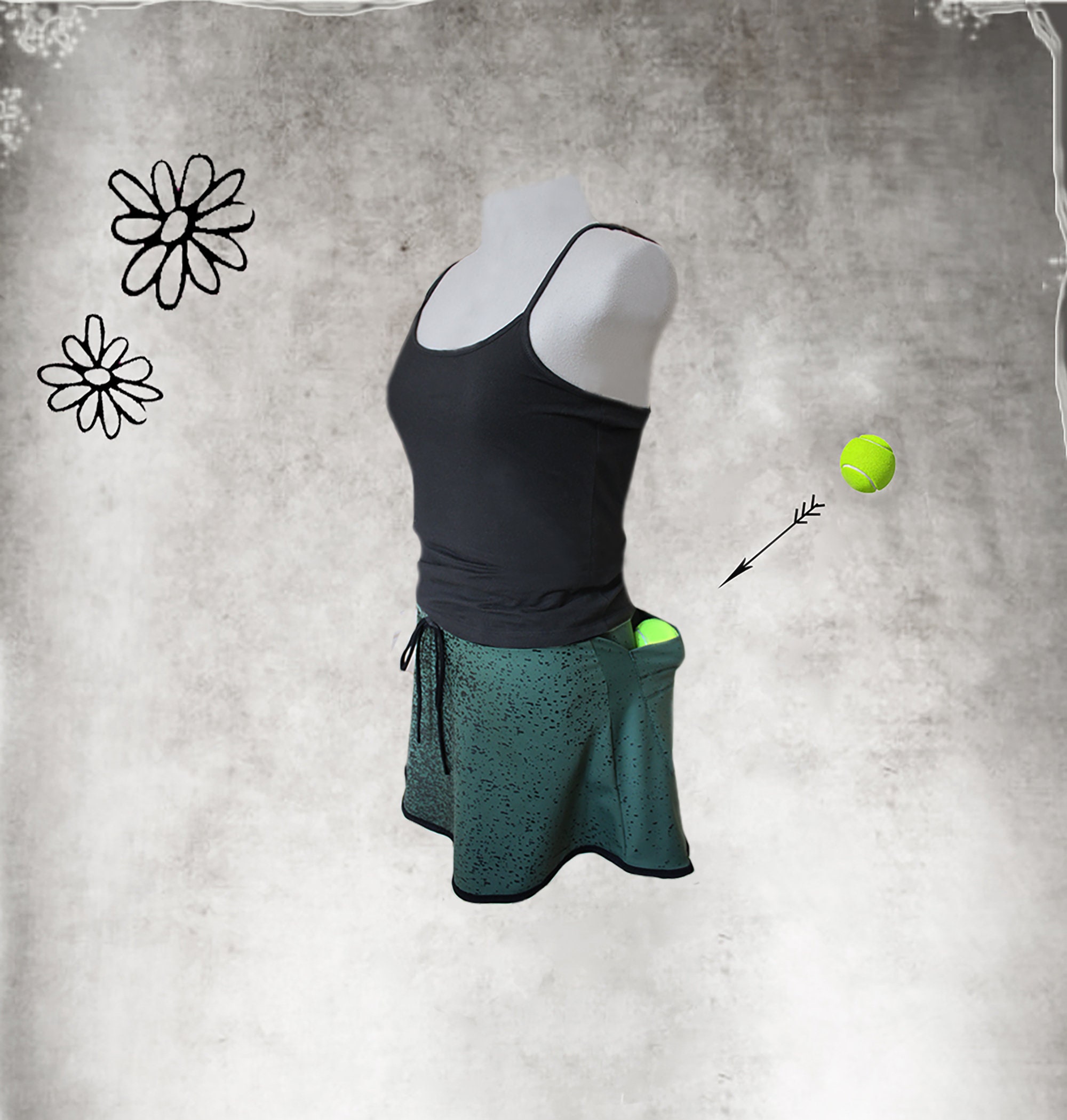 Tennis skirt back pocket ball holder athletic bottom Etsy