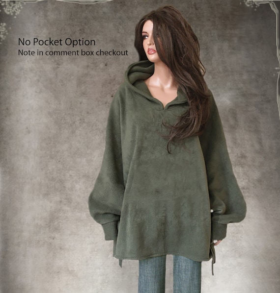 Big Football Hood Sweatshirt, Tunic Extra Long, Women Fleece Big Football Hood Sweatshirt, Tunic Extra Long, Women Fleece