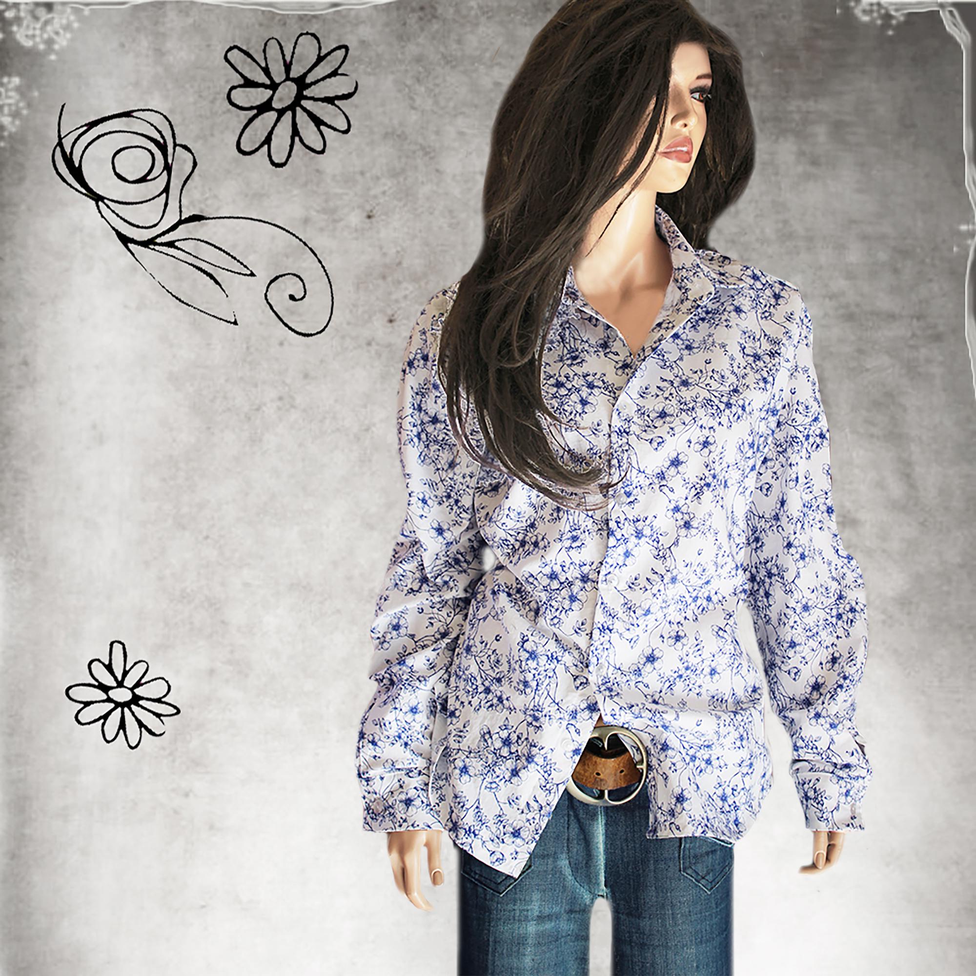 Blouse Vintage Calypso Manches Courtes Imprimé Floral Marron – Taille M – Occasion Très Bon état