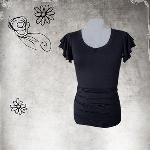 Short sleeve double ruffle,  v neck, pull over top, woman dressy wear, Tratgirl