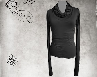 Cowl neck woman, extra long sleeves optional, pull over knit woman, Tratgirl