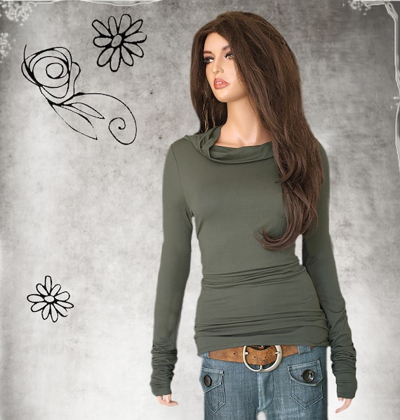 Wide neck cowl, extra long sleeves optional, office attire, Tratgirl