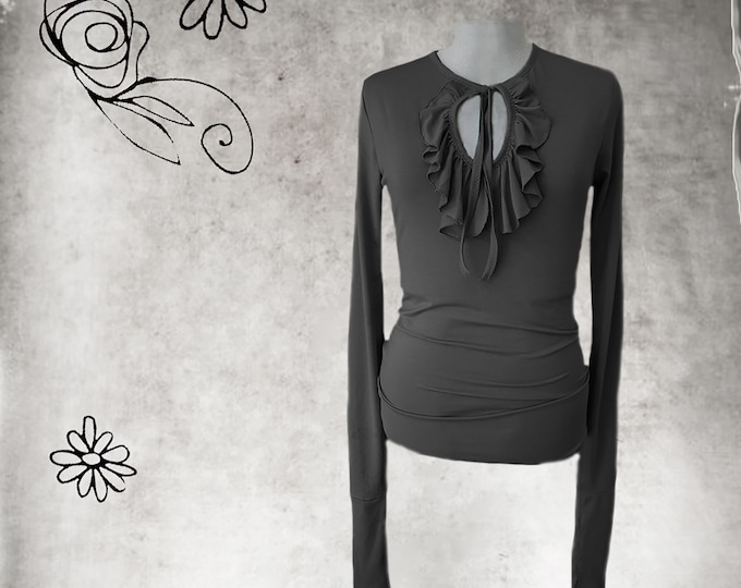Keyhole Buckle Long Sleeve Top And Wrap Skirt Set