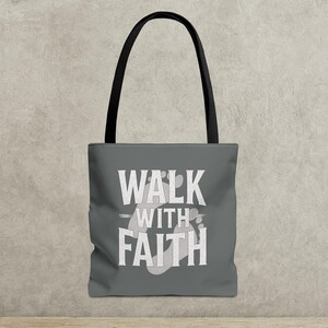 Walk wit hFaith Tote Bag - Religious Christian Shopping Gift Ideas, Inspirational Bag for Him or Her