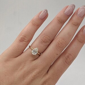 Pear Moissanite Engagement Ring 14K Solid Gold Ring Pear Cut Wedding Ring Solitaire Ring Anniversary Ring Promise Ring Gift for Her