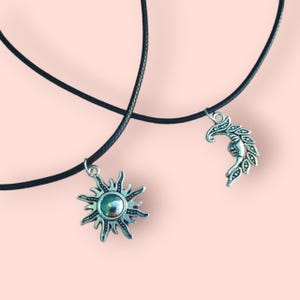 Ensemble de 2 ras de cou en cordon noir Best Friends Soleil et Lune