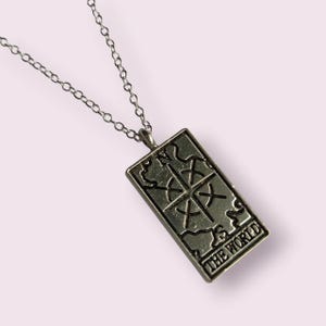 Collana con le carte dei Tarocchi del Mondo - Sole - Luna - Stella - Mondo - Fortuna