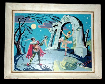 Peinture par numéro vintage Moonlight Rhapsody 28 x 22, encadré