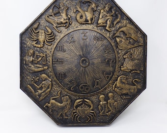 Plaque murale vintage astrologie du zodiaque à suspendre Dart Industries