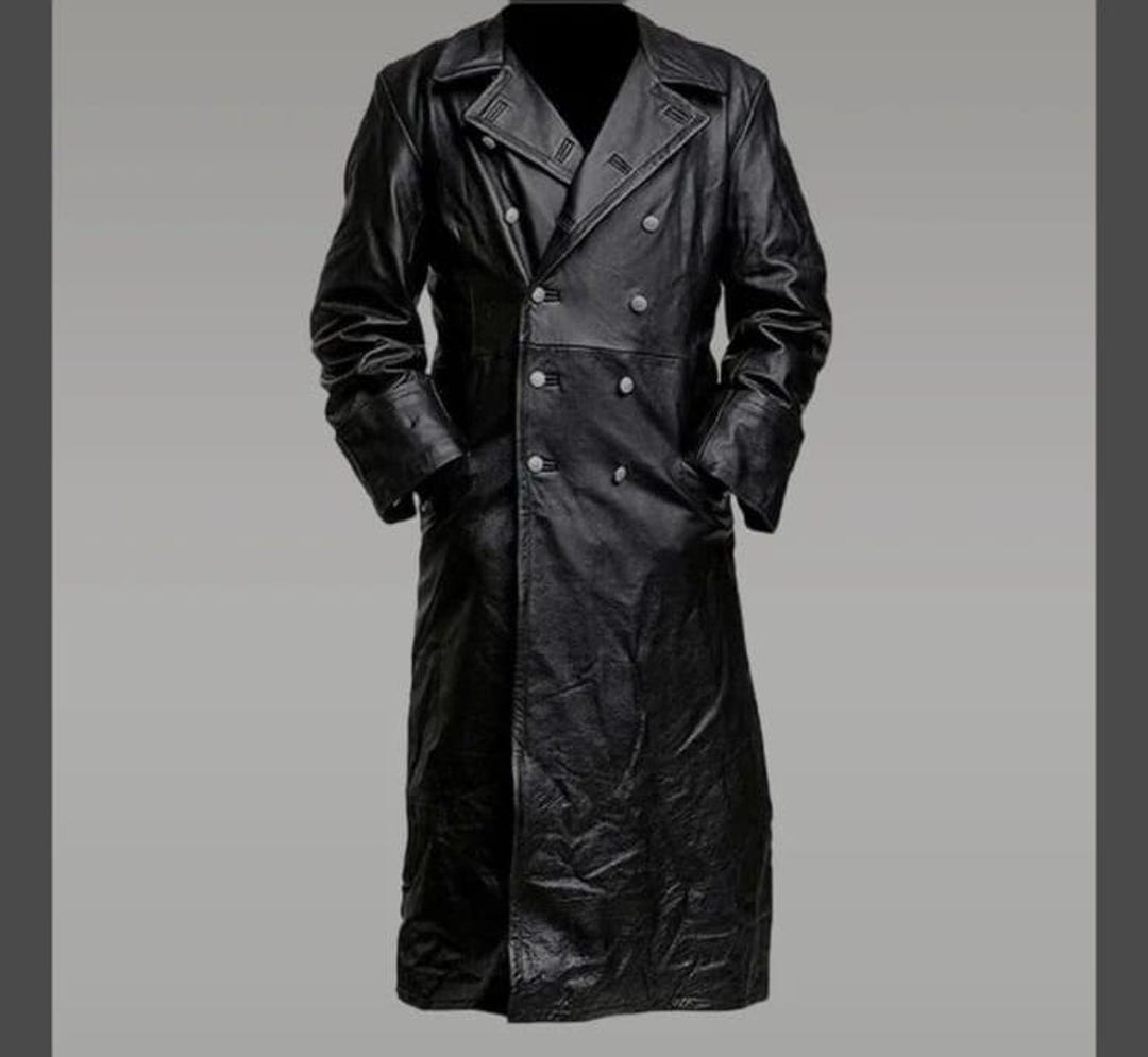 Handcrafted Genuine Leather Trench Coat for Men – German Military