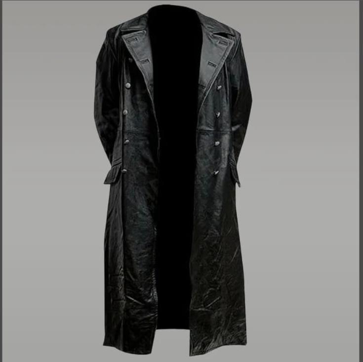 Handcrafted Genuine Leather Trench Coat for Men – German Military