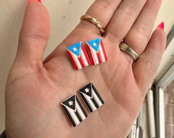 Mini Puerto Rican Flag Stud Earrings • Polymer Clay