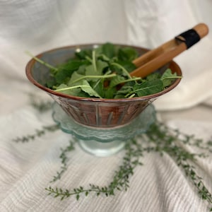 Copper and Blue Large Serving Bowl (Hand Made and Wheel-Thrown)
