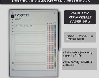 Projektmanagement-Planer für reMarkable paper PRO | Interaktives PDF | 20 Projektaufgabenlisten