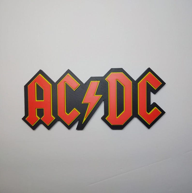 AC/DC Logo Sign ~6.75in Rock Band Wall Art (music Decor, Band Fan Art ...