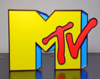 MTV Logo Sign | 5.5in Retro Display Piece (MTV. music television, 1990's, shelf display, vintage style, gift)
