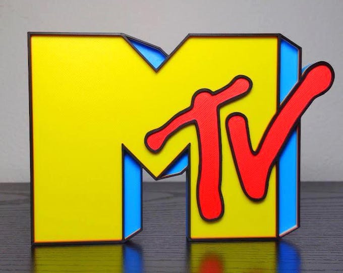 MTV Logo Sign | 5.5in Retro Display Piece (MTV. music television, 1990's, shelf display, vintage style, gift)