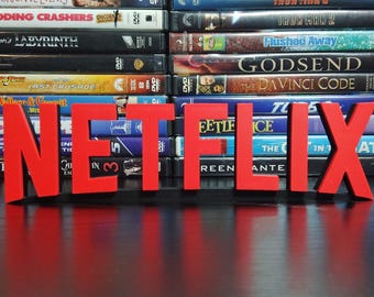 Netflix Logo Sign ~7.25in Media Room Display (3D printed, decor, shelf display, gift, office, wall art, sign, PLA, logo, display piece)