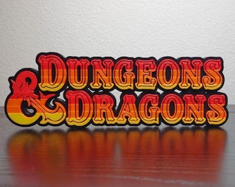 Dungeons Dragons Logo Sign, 7in Fantasy Tabletop Decor, RPG Fan Art Shelf Sign