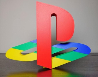 Sony PlayStation One Logo Sign ~7in Retro Gaming Display (PS1 fan art, video game decor, 90s gamer shelf sign, collector gift)