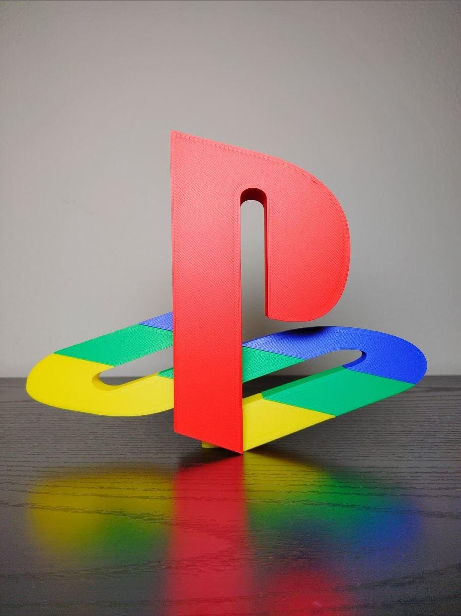 Custom Made PS1 PlayStation 1 Logo Refrigerator Magnet (1.25" X 5.25") - Video Game Gift