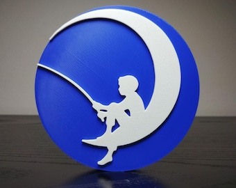 DreamWorks Logo Sign ~4.25in Media Room Decor (3D printed, decor, shelf display, gift, office, PLA, sign, wall art, display piece, logo)