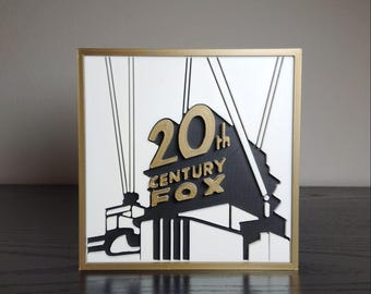 20th Century Fox Logo Sign ~4in Studio Display (3D printed, shelf decor, media room, fan art, home office, display sign, studio logo, gift)