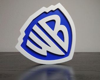 Warner Bros Logo Sign ~4.25in Media Room Decor (3D printed, decor, gift, office, shelf display, sign, PLA, display piece, home, logo)