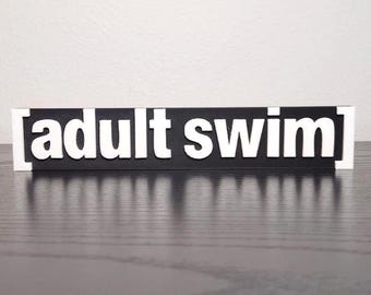 Adult Swim Logo Sign ~7in Stand Display (friends, fan art, cartoon network, shelf decor, wall art, TV logo, rick and morty, cartoon network)