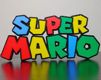 Super Mario 3D Sign ~8in (decor, Nintendo 64, video game shelf sign, Super Mario world)