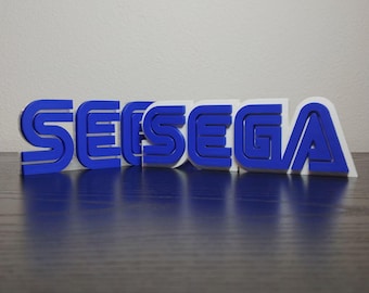 Sega Logo Sign Clear or White Backing ~5.9in (Retro Gaming Decor, Sega Genesis, Sonic, Video Game Logo, Game Room Display, Street fighter)