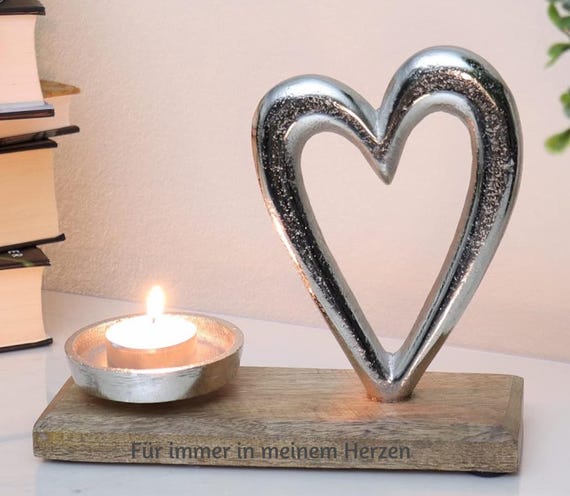 Tealight holder heart, memorial light, mourning light, personalizable, memory, keepsake, heart decoration, mourning gift, heart