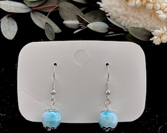 Natürliche Larimar Ohrringe | Blaue Edelstein Ohrhänger handgefertigt | Elegant & Minimalistisch