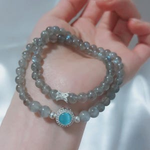 Labradorite & Moonstone Bracelet | Double Strand | Handmade Gemstone Jewelry | Healing Stone Gift for Her