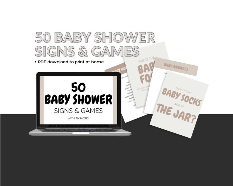 Brown Baby Shower Signs &amp; Printable Games | PDF Instant Download ...