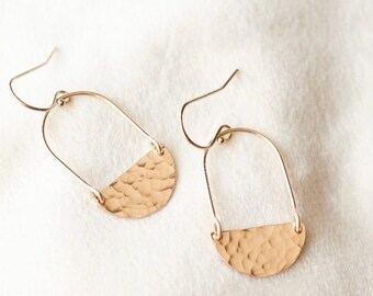 Handmade half circle arch earrings, 14k gold filled