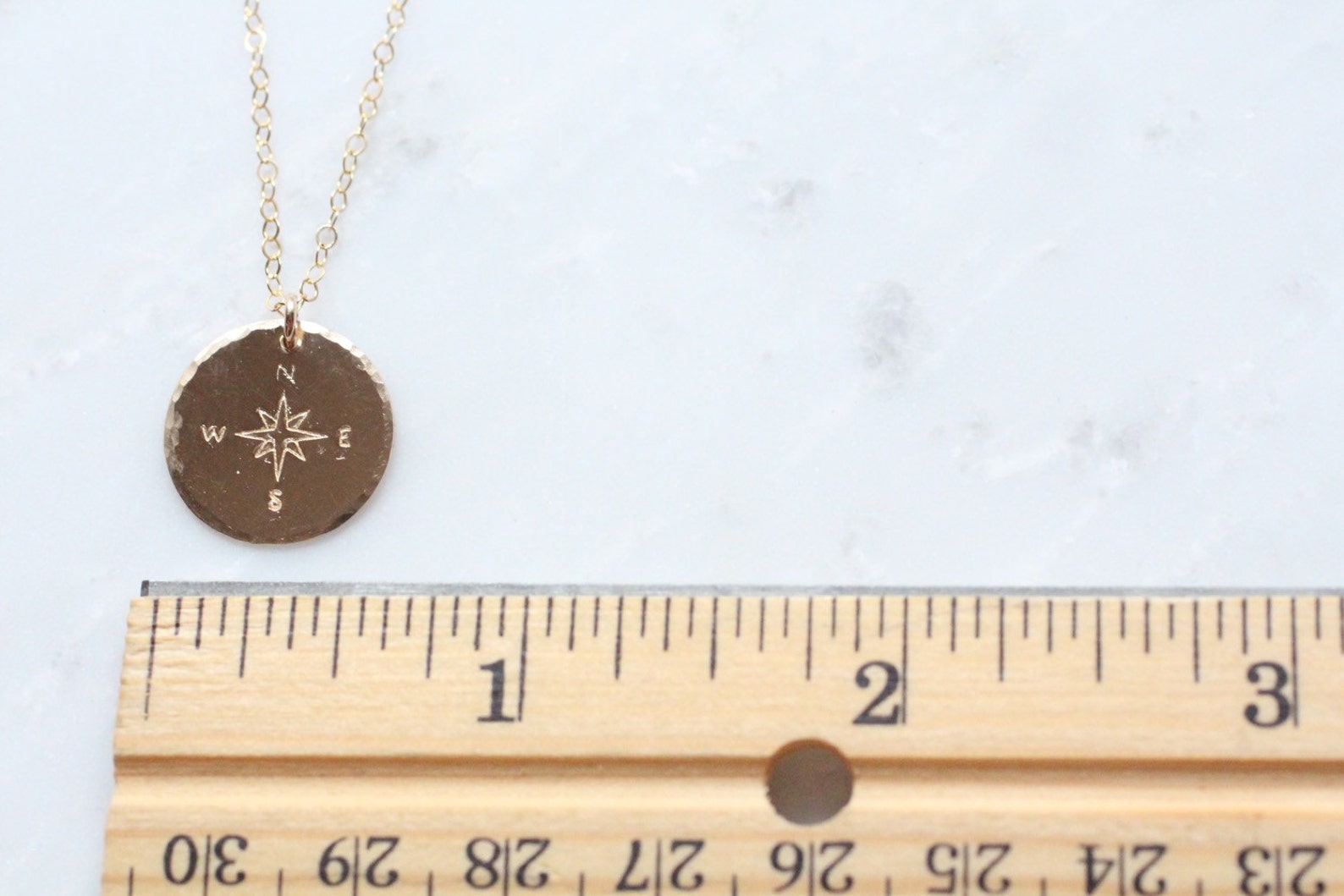 Hand Stamped Compass Necklace 14k Gold Filled Wander Etsy