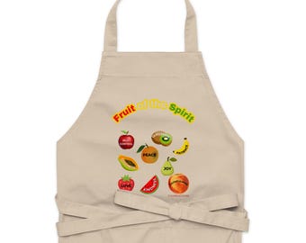 Fruit of the Spirit Christian Apron | Galatians 5:22-23 | Organic Cotton Kitchen Apron | Gift for Christian Cook