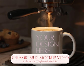 Coffee Mug Video Mockup: 11oz/15oz White Ceramic Tea Cup MP4 (Digital Download)