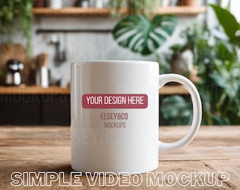 Animated Mug Mockup Video: 11oz/15oz White Coffee Cup (Digital Download)