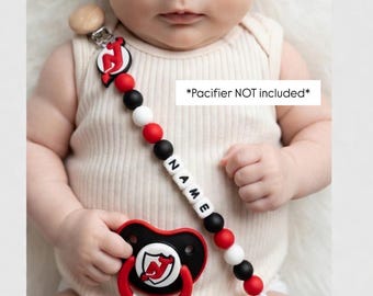 NHL Hockey Handmade Beaded Pacifier Clip – Custom Binky Holder