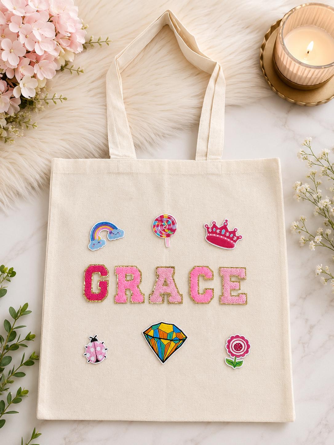 Canvas Tote Bag With Patches - Etsy