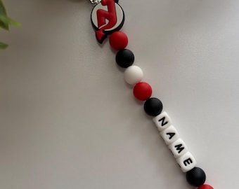 Ciuccio con clip perline fatto a mano per hockey NHL - Porta ciuccio personalizzato