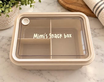 Caja de merienda personalizada para niños / Fiambrera Bento personalizada / Contenedor de merienda con nombre / Caja de merienda reutilizable para niños / Lonchera personalizada / Para niños pequeños