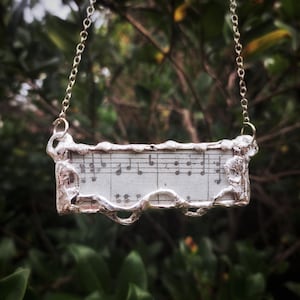 Music sheet soldered Glass Pendant Necklace