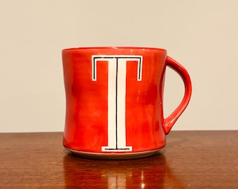 Anthropologie Hand Painted Mug with a "T"