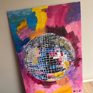 Disco Ball acrylic on canvas multi colour bright
